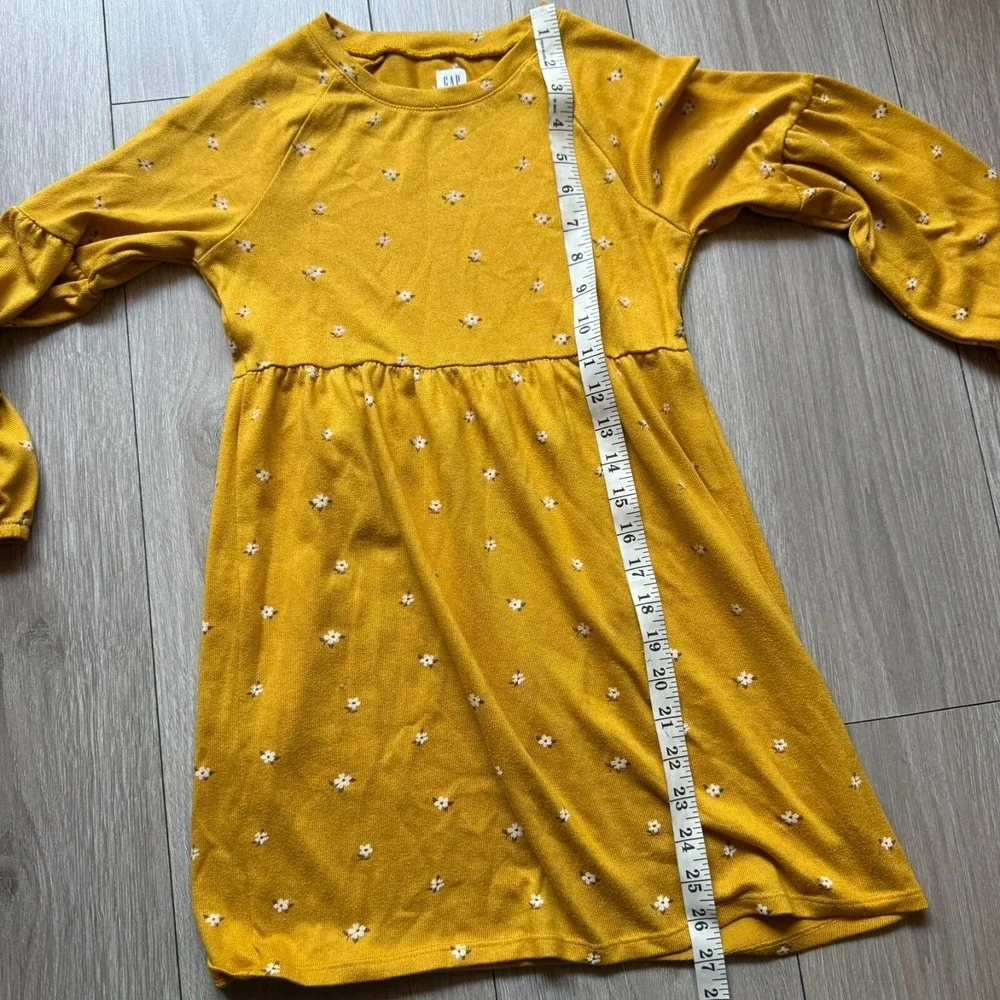 Gap Kids dress girls M 8 Yellow fit and flare flower prints long sleeve